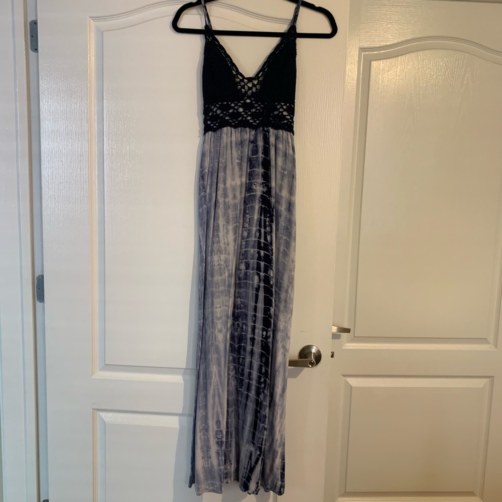 Navy Tied dye crochet maxi dress